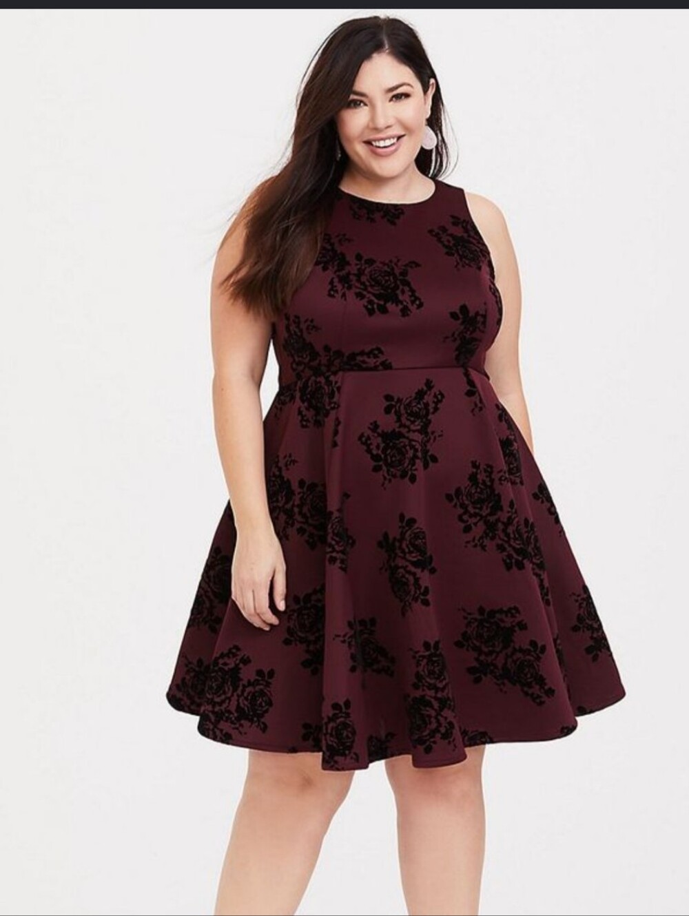 Torrid Burgundy High Neck Skater Dress